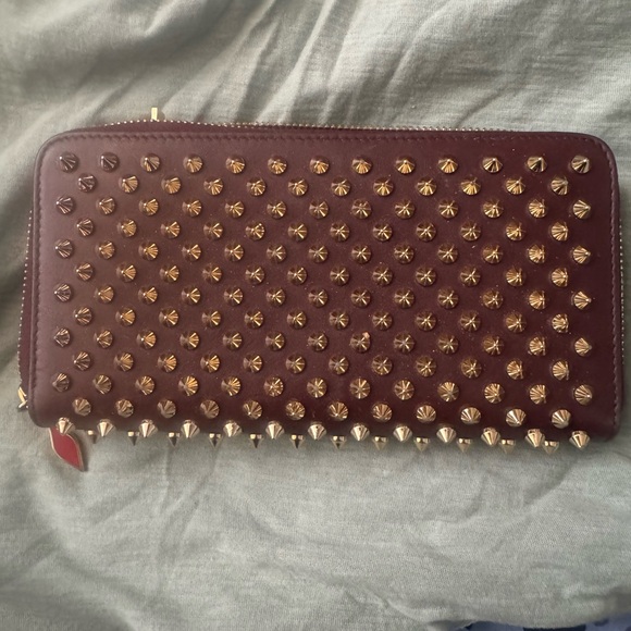 Christian Louboutin Burgundy Studded Wallet